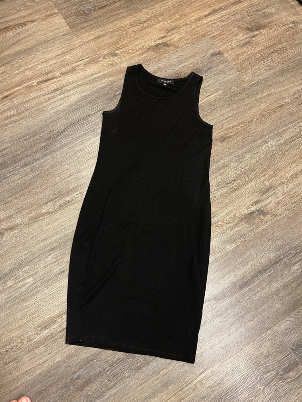 Sleeveless Black Ribbed Midi Dress - Classic Tank Style